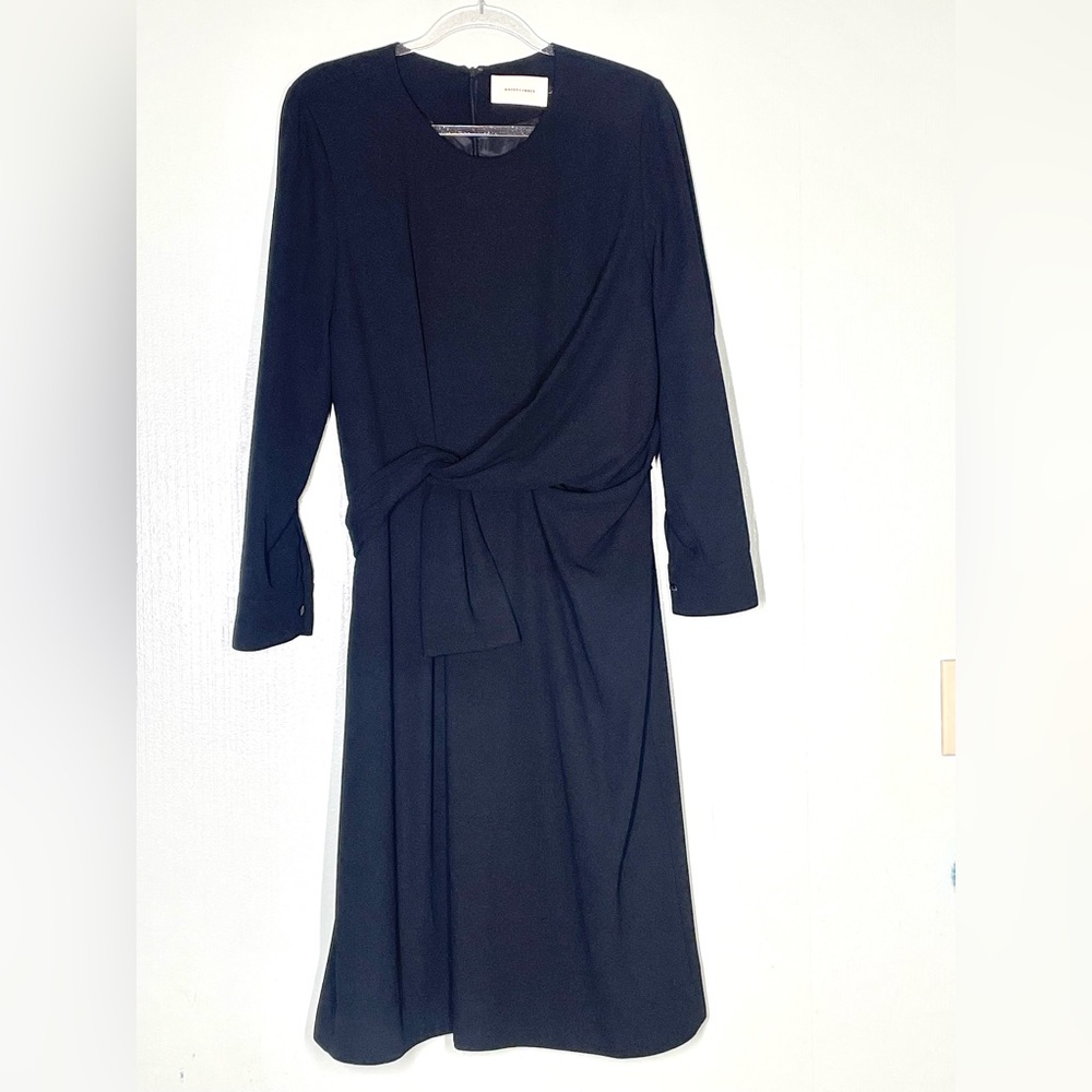 Wnderkammer waisted belt draped Dress in black Long Sleeves Size L work career